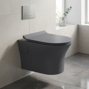Wc mural CE, rond/carré, sans bords, suspendu au mur, Wc mural, siège de toilette noir européen - Product Image 6