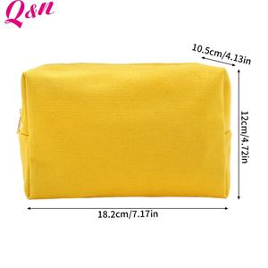 Q&N Custom Multi-Purpose Yellow Makeup <b>Bag</b> <b>Large</b> <b>Travel</b>-Friendly <b>Cosmetic</b> Pouch with Portable Zipper Closure Reusable - Product Image 5