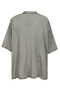 Magliette vuote da uomo oversize con finitura lavata grigio 100% Top in cotone con scollo <span class=keywords><strong>Vintage</strong></span> Look Casual quotidiano e durevole confortevole - Product Image 2