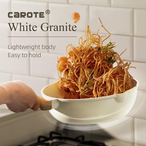 Trắng Granite cảm ứng bếp Cookware <span class=keywords><strong>Set</strong></span> 10 cái không dính gốm chậu và chảo cho nấu ăn và chiên thân thiện với môi - Product Image 6