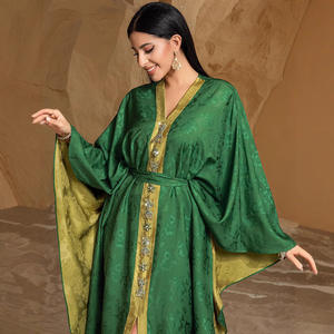 BA5245 High-End ABAYA Robe Hand genähtes farb blockierendes geprägtes Satin-Design Cross-Border Plus Size-Kleid für Spring Eid Polyester - Product Image 6