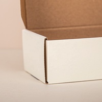Boîte d'expédition en carton ondulé recyclable haut de gamme, personnalisée, blanche, avec doublure en kraft, format long, pour emballage d'accessoires cosmétiques