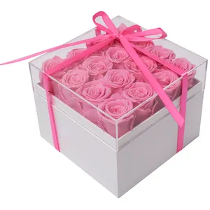 Consegna di fiori rosa per sempre Bouquet di fiori freschi migliori regali di compleanno scatola di Rose eterne Rose vere conservate