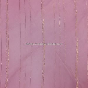 Nueva bufanda de gasa popular con líneas de lurex doradas claras para o y Ak - Product Image 1