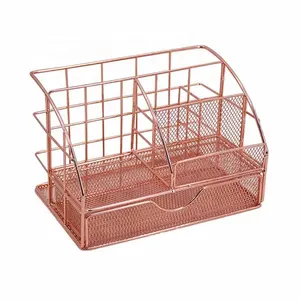 Gold and rose gold Mesh Office Supplies Accessories Desk Organizer for Home & Office Desktop Organization