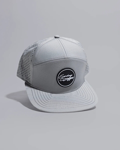 High Quality Wholesale Custom Laser Cut Hole Snapback Cap Waterproof Rubber Patch Logo Gorras 7 Panel Polyester <strong>Flat</strong> Brim <strong>Hat</strong> - Product Image 1
