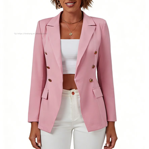 Traje de Mujer con Doble Botonadura, Detalle de Botones Dorados, Formal de Oficina, Corte Entallado, a la Moda - Product Image 1