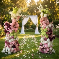 Arche florale en soie faite à la main, haute simulation, rose et verte, pour événements de mariage