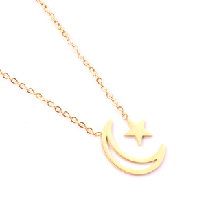 Collana con Ciondolo in Oro 18k Catene da <span class=keywords><strong>18</strong></span> Pollici con Forma di Luna e Stella - Product Image 5