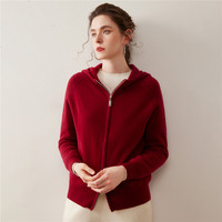 Maßgefertigter Kaschmir-Pullover Damen Winter Casual Kapuzen-Strickjacke mit Reißverschluss