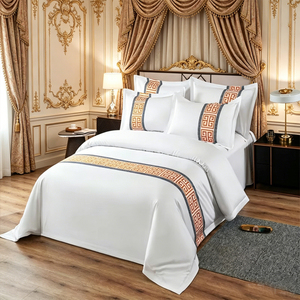 Parure de lit 4 pièces en pur coton tissé coloré, qualité hôtelière 5 étoiles, respirante, toutes saisons, personnalisable, pour maison d'hôtes - Product Image 1