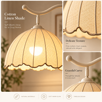 Lampe sur pied en coton et lin avec table d'appoint, hauteur réglable, pour salon, chambre, décoration intérieure