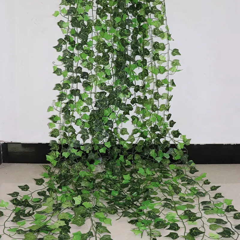 Plantas artificiales de vides que se cuelgan en la pared, ramas de ratán para decoración del hogar y jardín al aire libre, hoja de seda falsa de plástico, planta verde