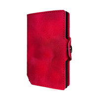Porte-cartes de crédit anti-RFID à ouverture automatique |   Portefeuille en cuir et aluminium au toucher soyeux