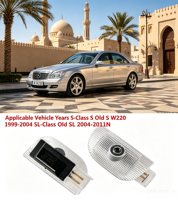 Projecteur de logo de porte de voiture à LED, lumière de bienvenue, lumière fantôme laser, compatible avec les classes S W220, SL R230, CL W215.