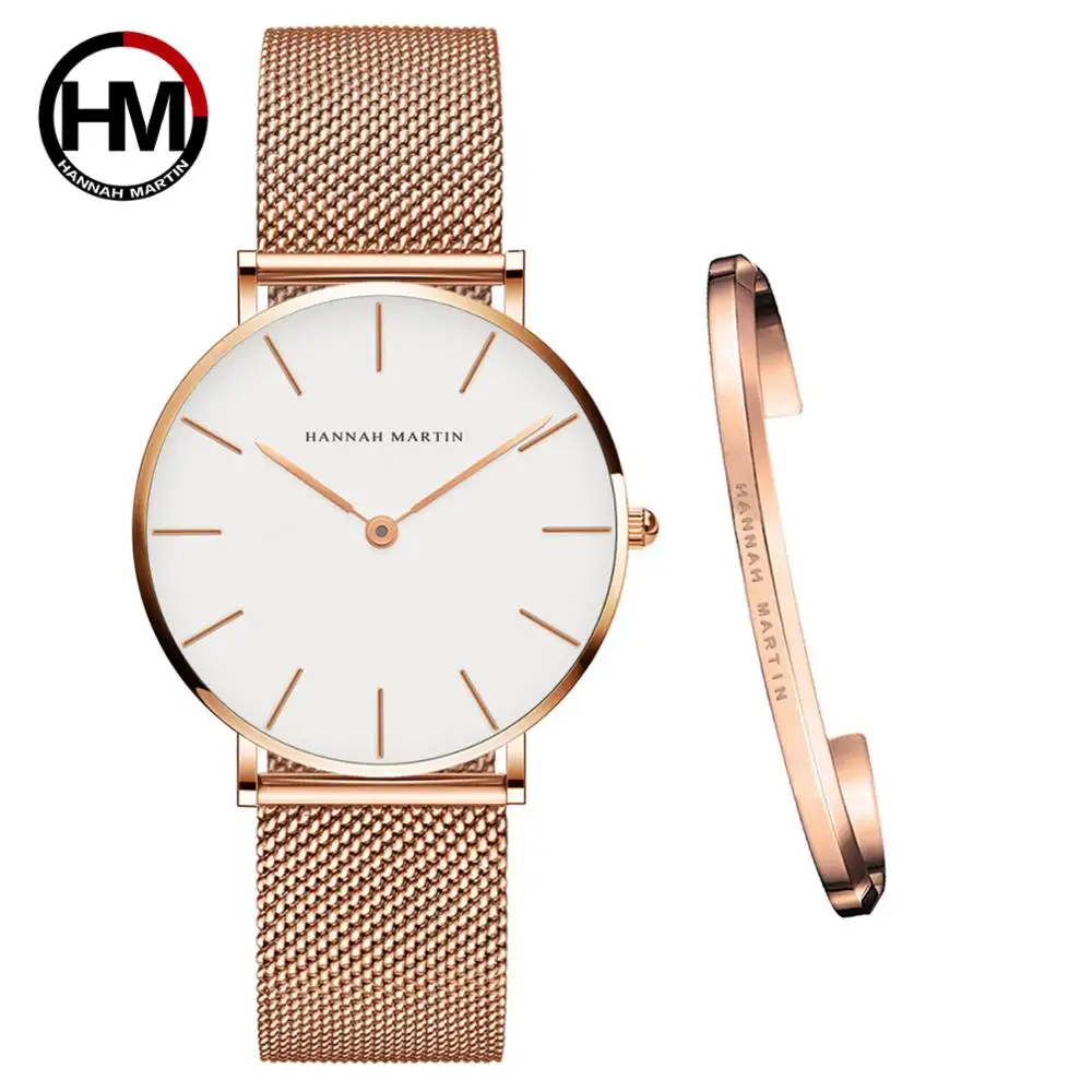 Hannah Martin CB36 Business Japan Quartz Ladies Watch Stainless Steel Waterproof Female Wristwatches Luxury Watch