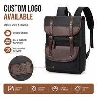 Mochila para Portátil de Cuero PU para Hombre, Estilo Británico Vintage, Bolsa de Viaje para Computadora de 15 Pulgadas, Mochila Urbana Impermeable para el Trabajo