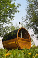 Harga Pabrik Sauna Modern dengan Tungku Kayu Bakar, Sauna Barrel Terbuat dari Kayu Cedar Merah Kanada untuk Hotel, Resort, dan Spa Rumah