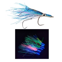 Leurre de pêche à la mouche artificiel 85 mm à double hameçon, effet lumineux, yeux 3D réalistes, tinsel flash, pour eau salée - Prix de gros
