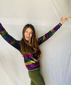 2022 <strong>Mummy</strong> <strong>and</strong> <strong>Me</strong> Green&amp;purple &amp;gold <strong>Outfit</strong> New Orleans Zipper Coat Lady Women Mardi Gras Reversible Sequin Jacket - Product Image 2