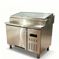 Table de préparation de salades en acier inoxydable de 1 m, réfrigérateur à refroidissement direct, comptoir de salades commercial pour pizzeria et sandwicherie