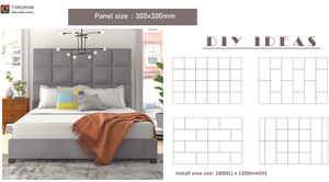 Pegatinas <span class=keywords><strong>de</strong></span> pared decorativas <span class=keywords><strong>para</strong></span> cabecero, cabecero <span class=keywords><strong>de</strong></span> lujo 3D, cabecero <span class=keywords><strong>de</strong></span> <span class=keywords><strong>cama</strong></span> extraíble - Product Image 3