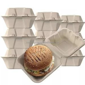 Tùy chỉnh kích thước in logo dùng một lần cấp thực phẩm bánh hamburger Takeaway bao bì kraft giấy vỏ sò Burger bát - Product Image 2