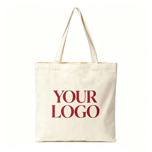 Factory Direct Recycled Cotton <b>Canvas</b> Tote Bags Stock Custom Color Print Logo Zipper Shopping Bags <b>Large</b> Capacity Travel Mommy - Product Image 1