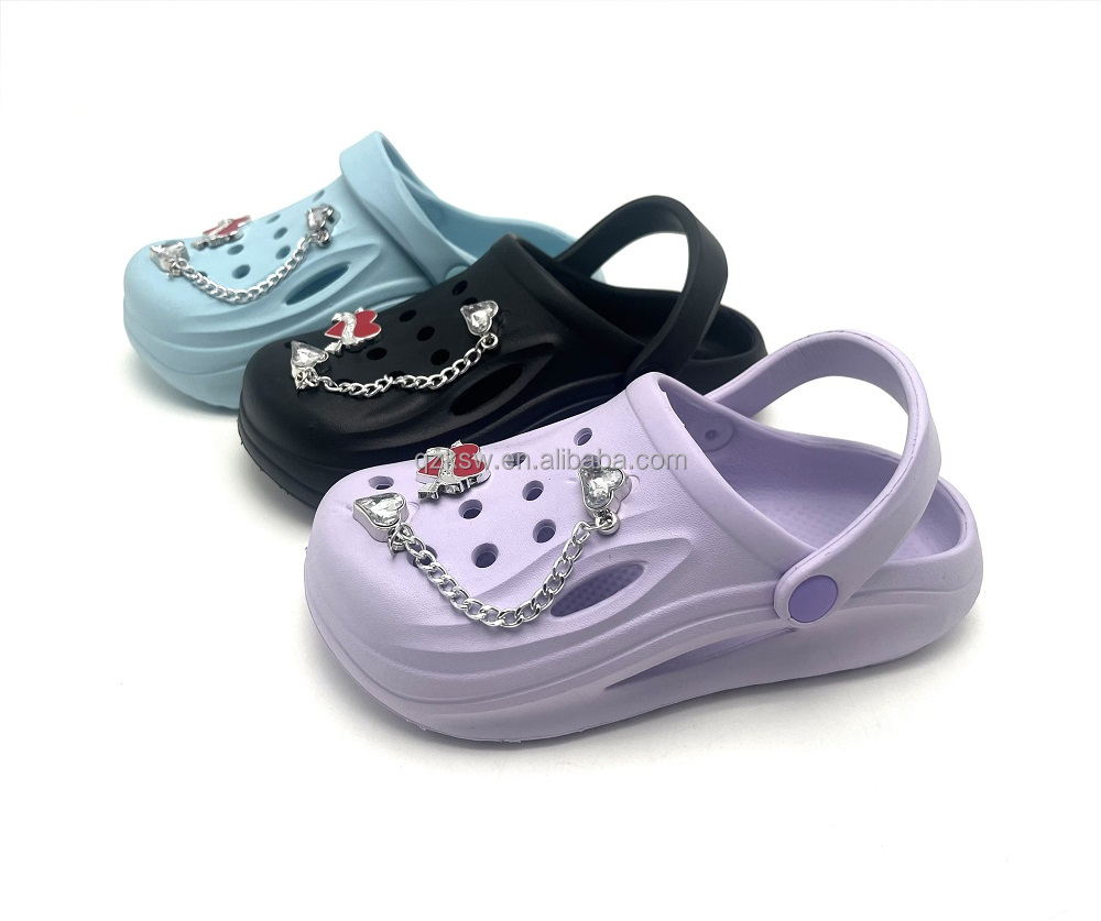 Best Price Nice Charm Decoration Light Weight Comfortable slip on OEM Custom Children's Kids EVA Clogs Garden Slipper Shoes