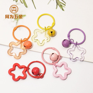 Llavero de acrílico con estrella de cinco puntas, color caramelo, accesorio portátil para llaves, colgante para bolso, hebilla para anillo de libro - Product Image 1