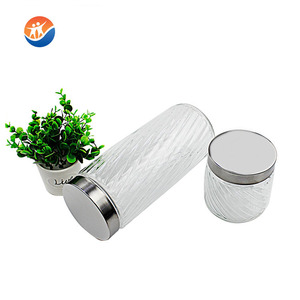 Wholesale BROTHER GJ11311801YZP <strong>Simple</strong> Grid Pattern Glass Storage Jar with Aluminum Cap and Acrylic Transparent Window - Product Image 6