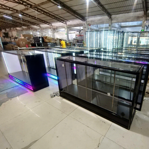 Comptoir d'exposition en verre trempé en aluminium pas cher, boutique de tabac, <span class=keywords><strong>vitrine</strong></span> à vision complète, armoire d'exposition multi-étagères, éclairage - Product Image 4