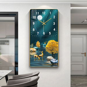 Décoration Moderne pour Restaurant Peinture Animale de Cerf Peinture sur Porcelaine de Cristal Horloge Murale Cadre d'Art Peinture Murale - Product Image 5
