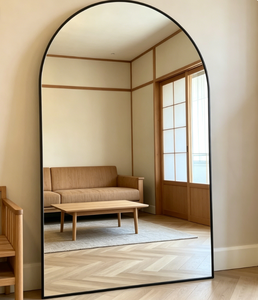 Modern Arched Full Length Mirror Aluminum Alloy Frame Decorative Wall Mirror Floor Standing <b>Bedroom</b> Living Room Hotel Customized - Product Image 4