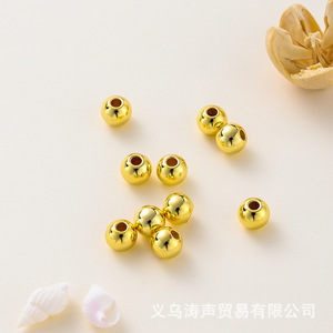 Perles en cuivre plaqué or, petites perles rondes d'espacement pour la fabrication de bijoux, accessoires DIY, origine Yiwu, printemps 2024 - Product Image 3