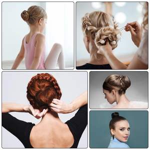 CJ820 60 Hairnets + U-type 6cm40 + U-type 5cm20 Redes para el cabello para moños Juego de horquillas en forma invisible Horquillas para el cabello para niñas - Product Image 3