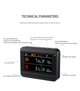 Premium Precisie CO-Detector - CE-gecertificeerde koolmonoxide-gastester voor thuis- en industrieel gebruik - Product Image 2
