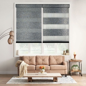 Electric Zebra <strong>Roller</strong> Shade Remote Window Curtains <strong>Blinds</strong> <strong>Grey</strong> Sheer Layer <strong>Roller</strong> Zebra <strong>Blind</strong> - Product Image 4