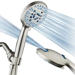 High Pressure 8 mode Handheld Shower Head with Stainless Steel Hose Wall Overhead Brackets