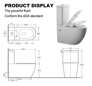 Inodoro de cerámica sin marco para baño, dos piezas, Color blanco, para niña china - Product Image 6