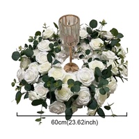 Luxueuze 5D witte groene kunstbloemen krans guirlande kroon roos decoratie bruiloft evenement tafel centerpiece bloemstuk receptie attributen