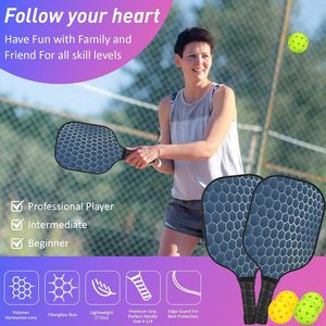 Raquette <span class=keywords><strong>de</strong></span> pickleball portable en <span class=keywords><strong>fibre</strong></span> <span class=keywords><strong>de</strong></span> carbone Kevlar haute torsion, 16 mm, structure alvéolée, surface texturée pressée à froid, sweet spot fiable - Product Image 6
