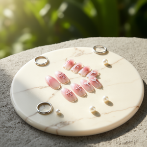 Puntas de Uñas Realistas, Set de 24 Piezas, Uñas Artificiales con Diseño Cruzado en Degradado Rosa para Uso Diario - Product Image 3
