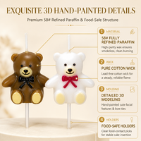 Bougies d'anniversaire en forme d'ours en peluche 3D, design ours brun sculpté pour une décoration de gâteau de fête adorable, OEM ODM personnalisé
