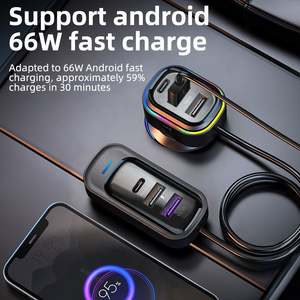 Chargeur de voiture 6 ports 66W USB Chargeur de voiture Port Charge rapide Chargeur de voiture Adaptateur Flush Fit Compatible avec Samsung <span class=keywords><strong>Xiaomi</strong></span> - Product Image 3