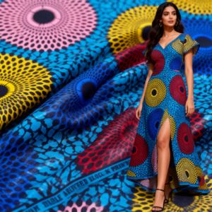 Nouveauté : Tissu Ankara <span class=keywords><strong>en</strong></span> polyester imprimé wax africain hollandais personnalisé, 6 yards, pour couture - Product Image 1