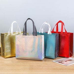 กระเป๋าหิ้วผ้า Non Woven ขนาดกลาง X57 สกรีนโลโก้ได้ตามต้องการ  แบบรีไซเคิลเคลือบเมทัลลิก ดีไซน์ทันสมัย พร้อมส่ง กระเป๋าช้อปปิ้งสะพายไหล่ - Product Image 2