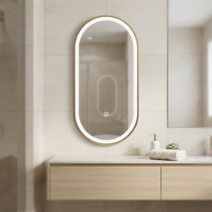 <span class=keywords><strong>Espejo</strong></span> de Baño Moderno Ovalado <span class=keywords><strong>con</strong></span> Iluminación LED de Doble Cara y Marco Metálico <span class=keywords><strong>para</strong></span> Hogar, Hotel, Barbería, Alojamiento y Baños - Product Image 2