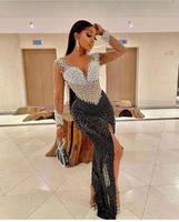 Novance Y2319-B Fabricant Robe De Soirée Diamant Perlé Robe De Soirée Sexy Haute Fente Élégante Robe De Graduation Formelle pour les Femmes