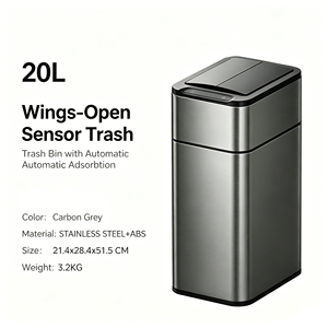 ELPHECO <strong>20L</strong> Smart Sensor Trash <strong>Bin</strong> with Trash Bag Auto-Placing Function, 430 Stainless Steel Touchless Waste <strong>Bin</strong> - Product Image 1